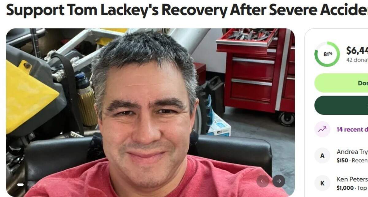 A GoFundMe was created for Tom Lackey after a driver ran into him inside his auto repair shop in Richland.