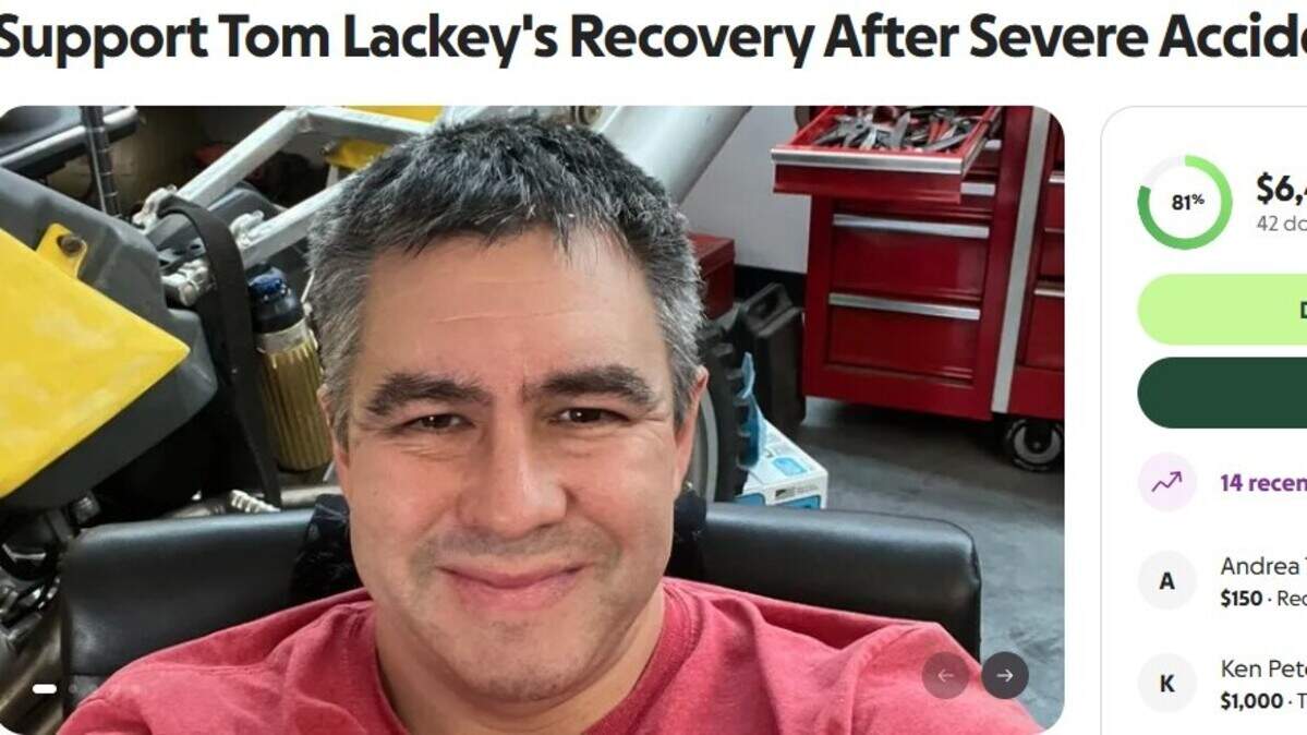 A GoFundMe was created for Tom Lackey after a driver ran into him inside his auto repair shop in Richland.