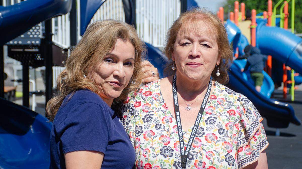 Anita Torres, left, and Hermelinda “Melly” Varela, right, have worked together 35 years as family-support specialists in the Kennewick School District’s Early Childhood Education and Assistance Program.