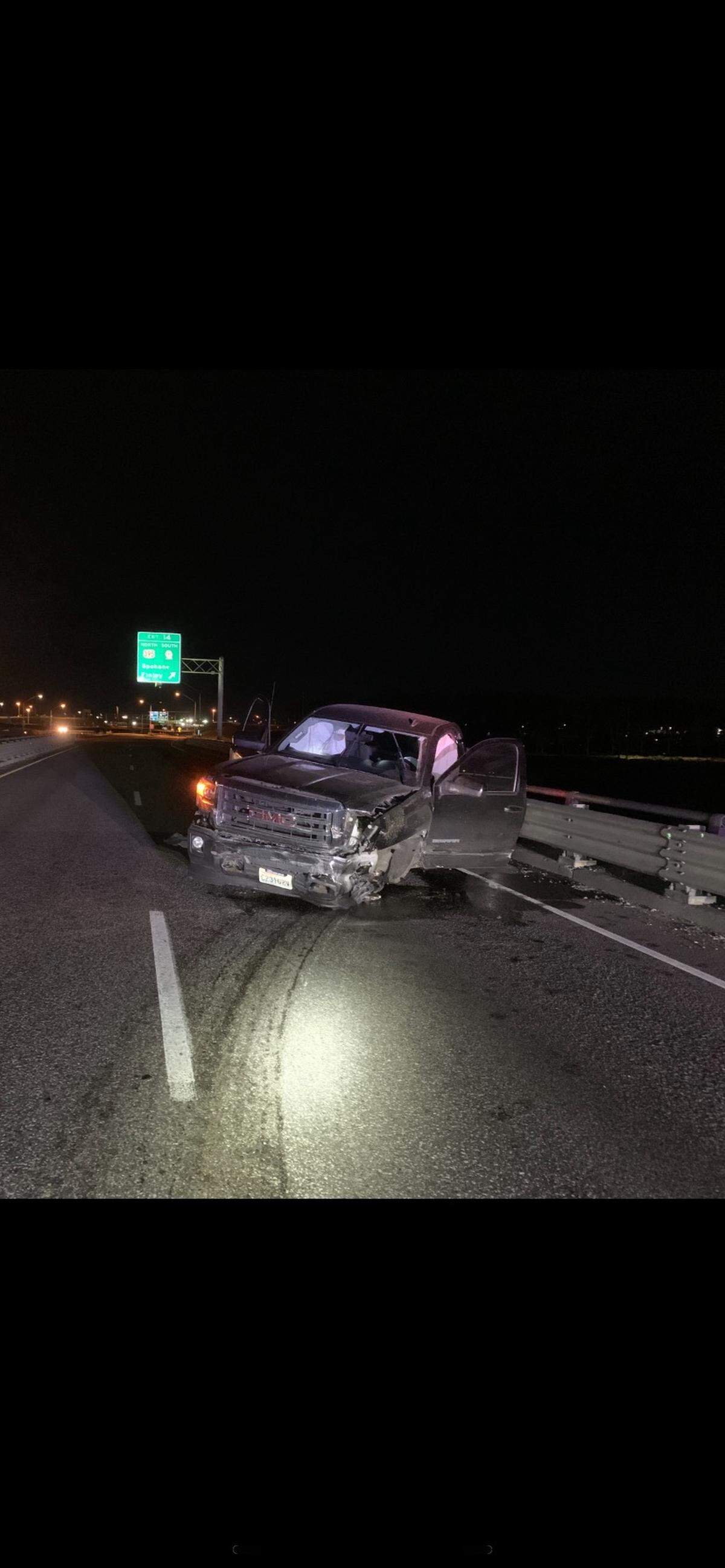 A Kennewick man died after his pickup hit the guardrail on Interstate 182 in Pasco.