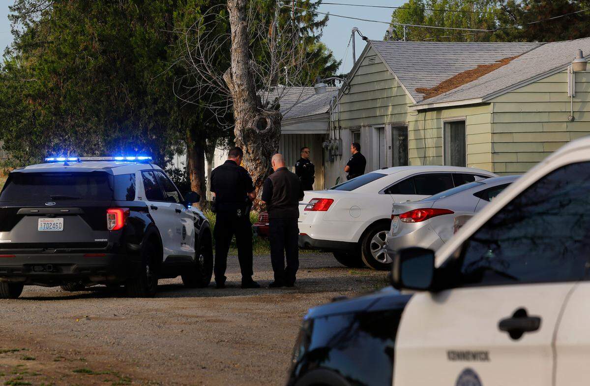 Kennewick police are investigating the shooting of a woman following an early morning exchange of gunfire at a house in the 2900 block of West Seventh Avenue.