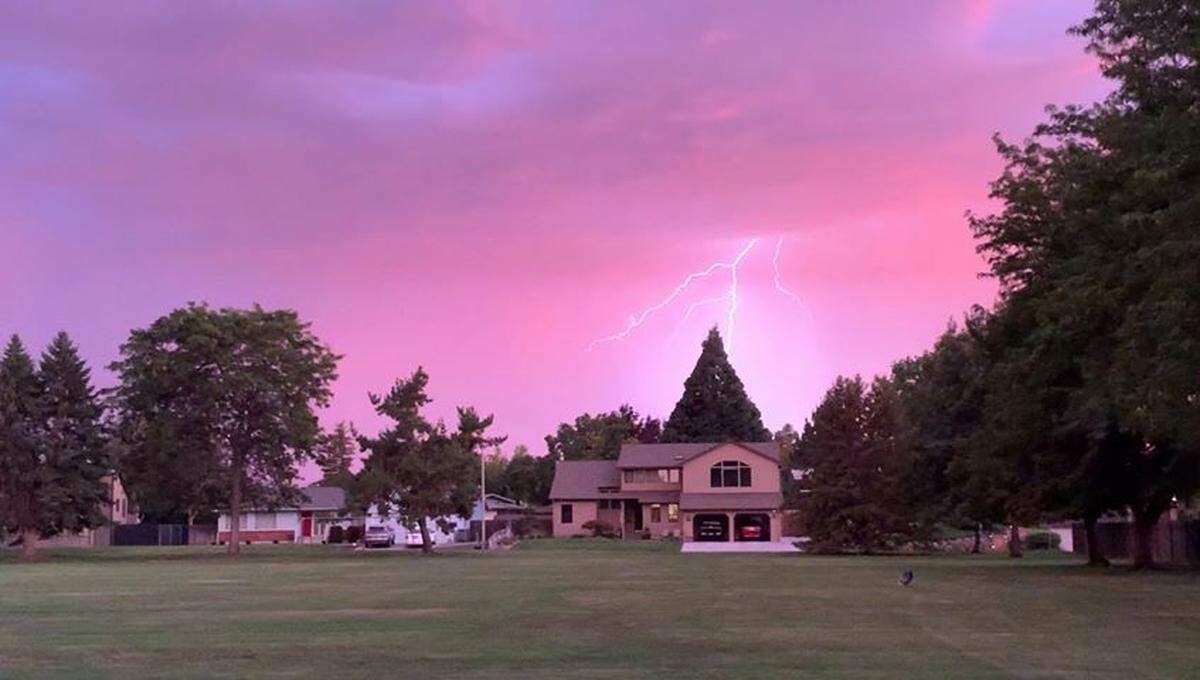 Mike Johnson captured this bolt of lightning streaking across the sky in Jason Lee Park in Richland during Monday night’s storm.