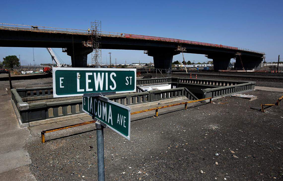 The Lewis Street overpass bridge will replace the Lewis Street underpass under the BNSF railyard built in 1937.