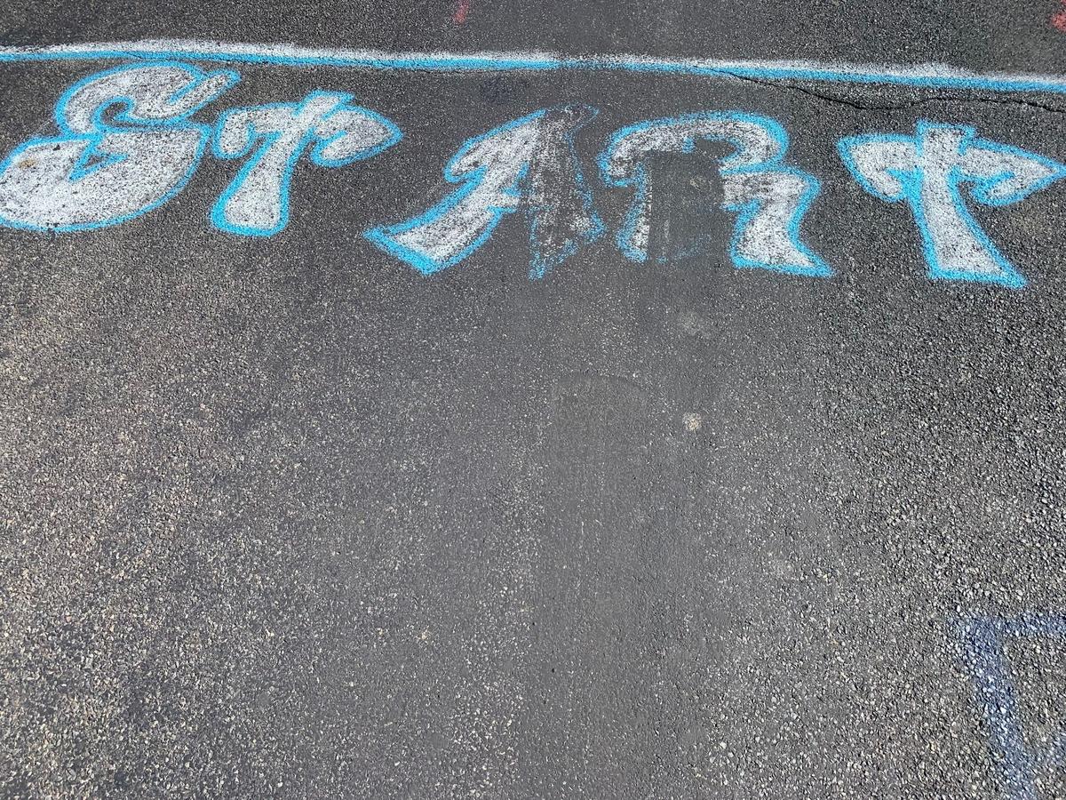 To start at Gravity Hill, put your car in neutral at this “Start.”