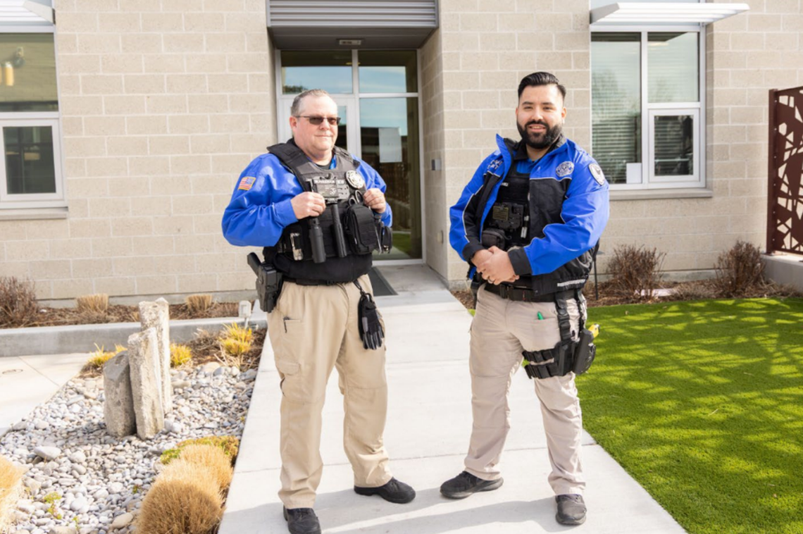 Sample attire shows what Phoenix Security guards will likely wear when riding Ben Franklin Transit buses.