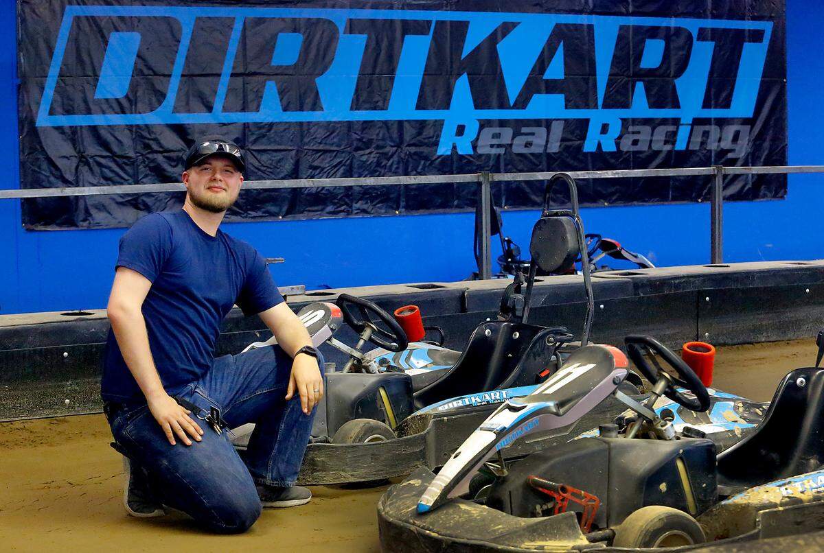 General manager David Johnson shows off some of the 270cc 4-cycle engine go-karts being used at the new indoor dirt race track called DirtKart at 2203 West Fourth Ave. in Kennewick. DirtKart is preparing to open in time for Water Follies and other summer events held in the Tri-Cities.