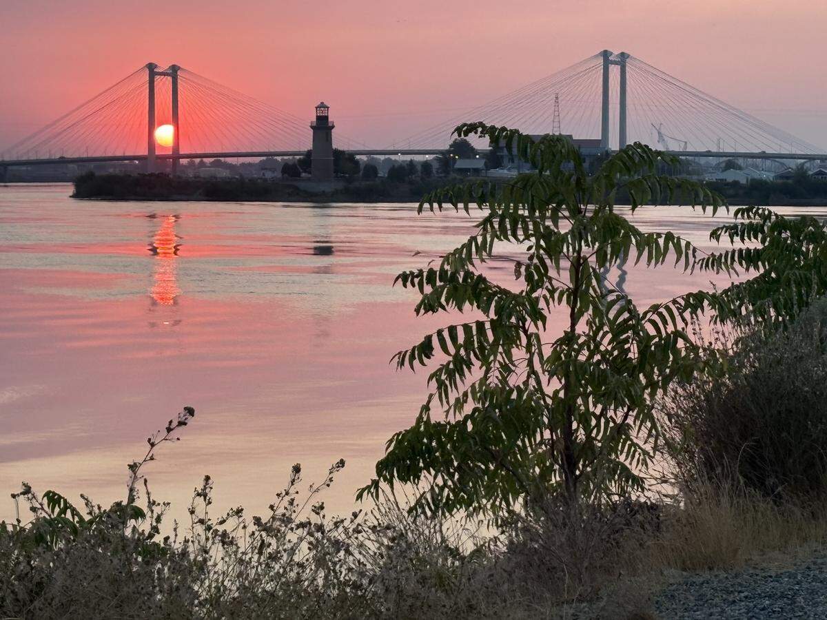 The smoke is creating some spectacular sunrises over the cable bridge on the Columbia River in the Tri-Cities.