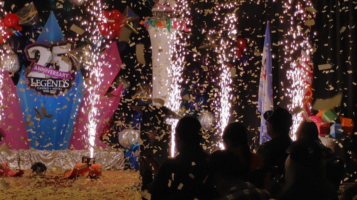 Yakama Nation elders are silhouetted by fireworks and confetti at Legends Casino and Hotel in Toppenish during a May 25 event to celebrate its 25th anniversary.