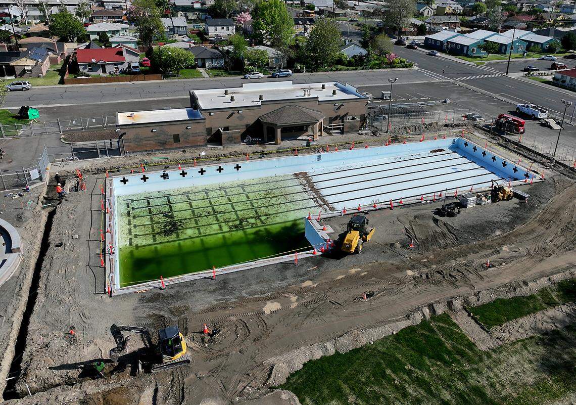 The pool bubble cover is part of a $1.5 million improvement project at Pasco’s Memorial Pool.