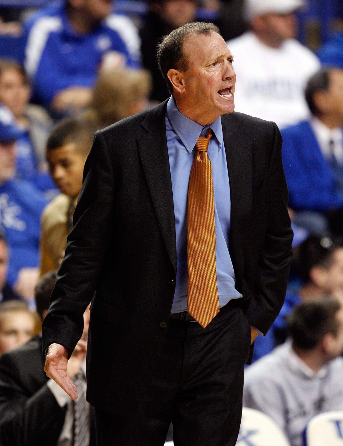 LEXINGTON, KY - DECEMBER 23: Don Monson the Head Coach of the Long Beach State 49ers reacts during the game against the Kentucky Wildcats on December 23, 2009 in Lexington, Kentucky. (Photo by Andy Lyons/Getty Images)