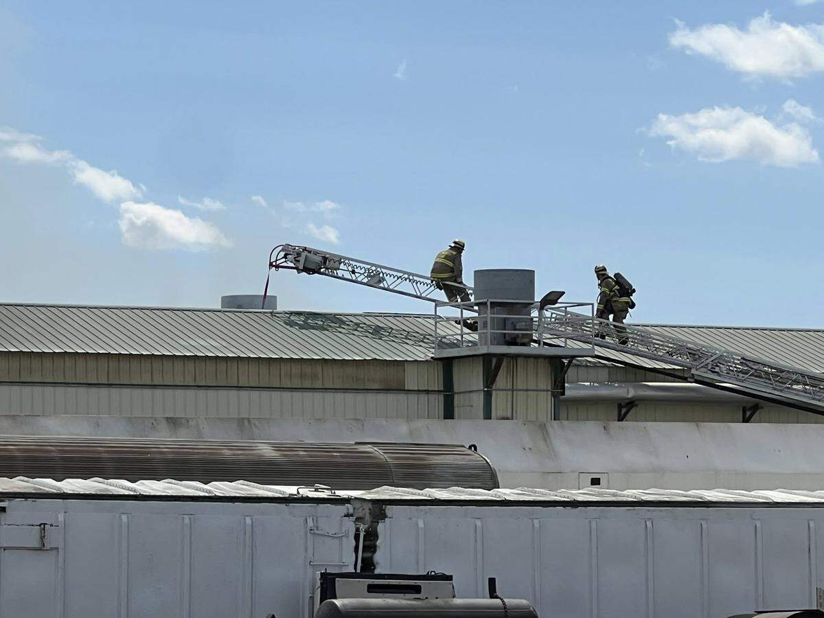 Benton County firefighters responded to Greenbrier Rail Services in Finley after a fire started in a bin where sandblasting material is collected.