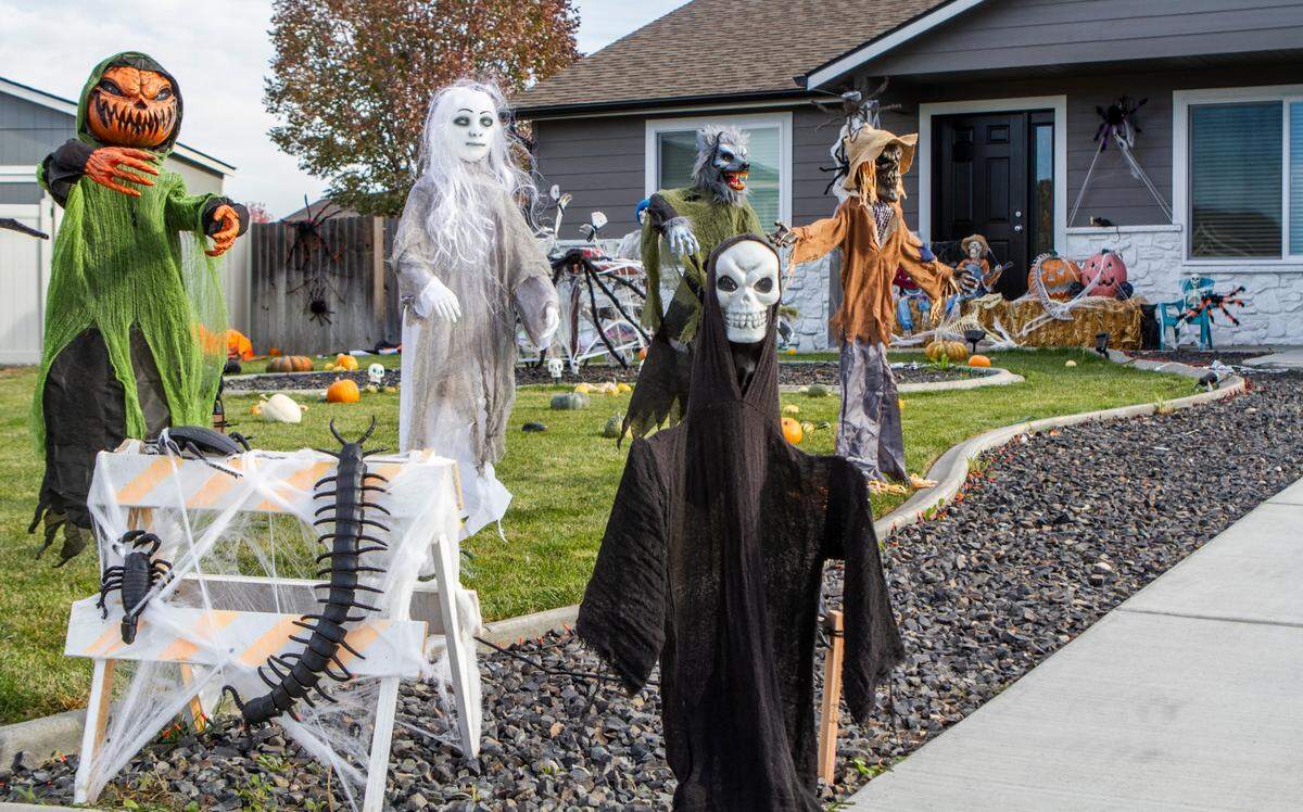 A yard on Wallace Court in West Richland is decked out in decorations in anticipation for Halloween. 