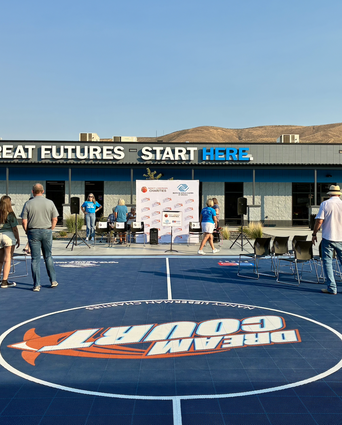 Washington’s first Dream Court comes to life in Prosser, with the iconic Dream Court logo at the center of the court.