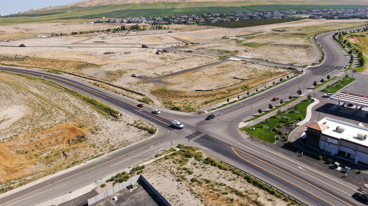 Road construction resumes on Dallas Road in south Richland. The road is being widened and is gaining roundabouts at Trowbridge Boulevard (above) and Ava Way.