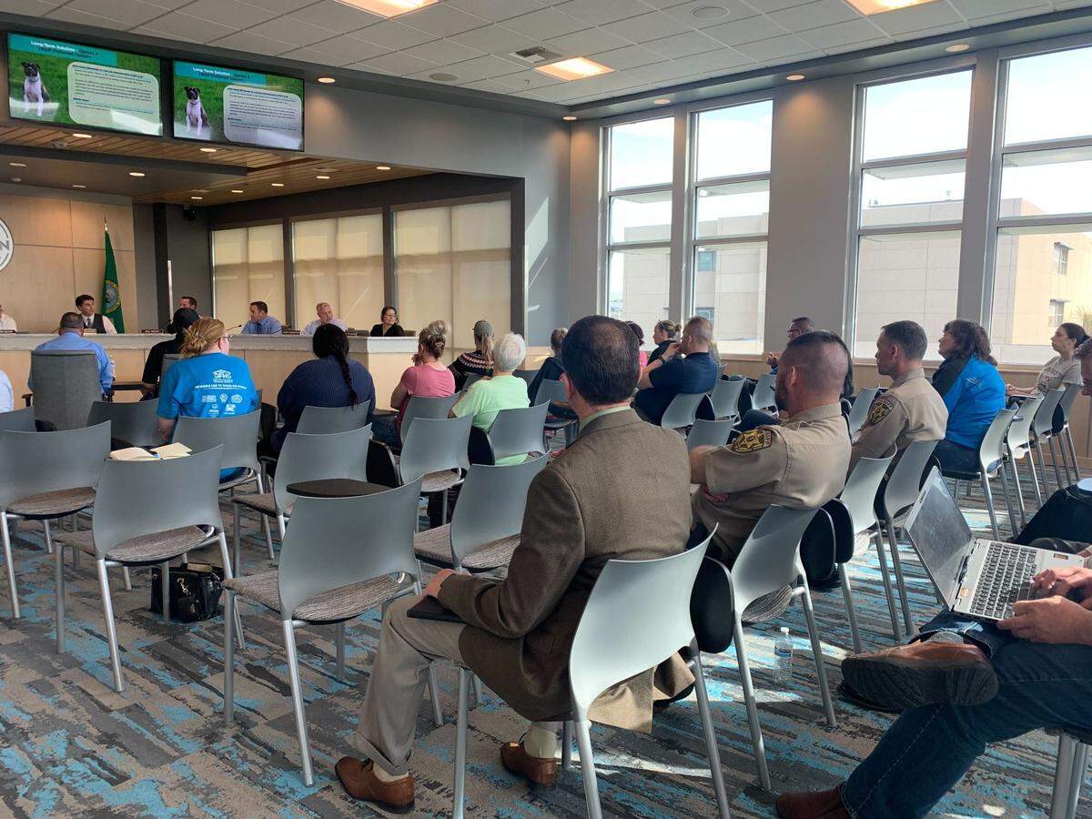 Dozens of people attended a Benton County commissioners workshop to learn more about how the county plans to reshape its animal control policies and response on Tuesday, April 9 in Kennewick.