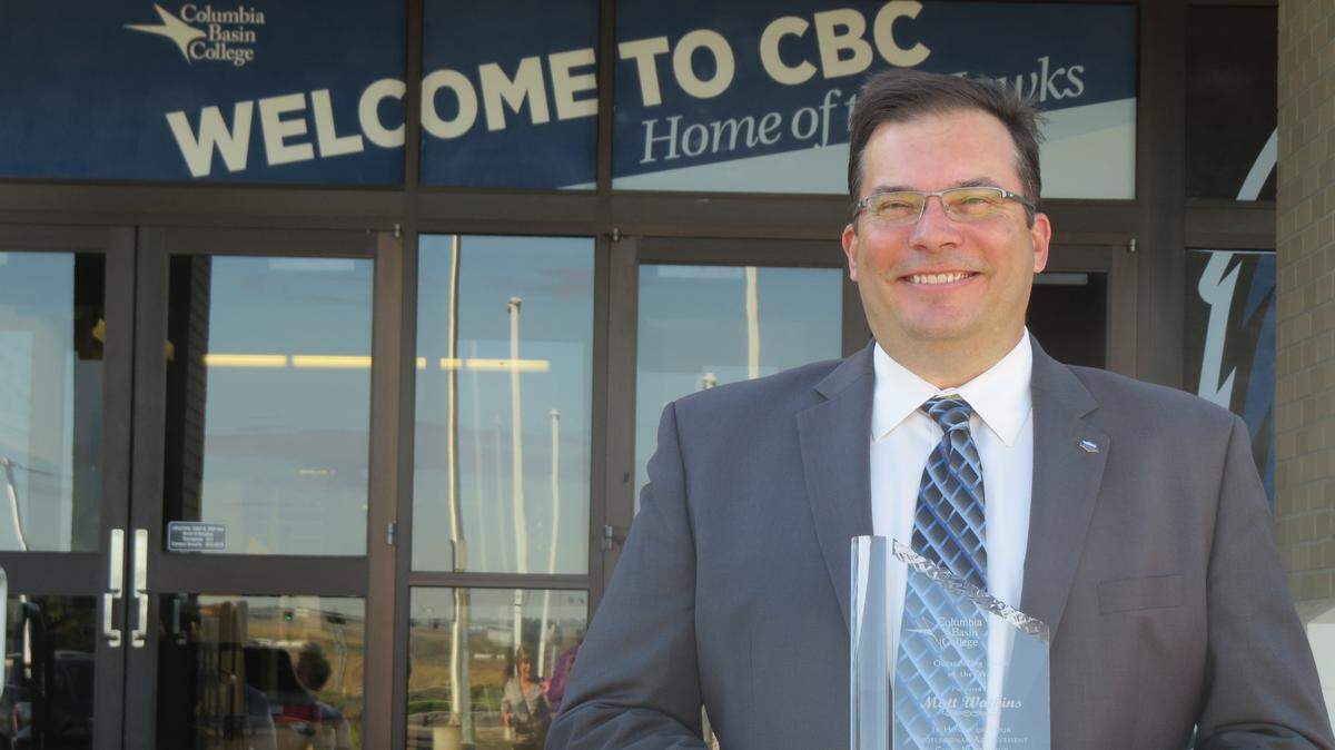 Matt Watkins won the Columbia Basin College Foundation’s alumnus award. The annual prize is given to someone for their support of the college, the community or a humanitarian effort, or for overcoming adversity.