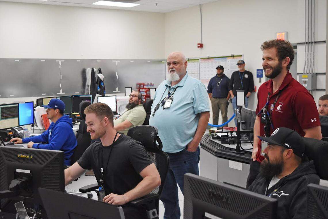 The Waste Treatment Plant Bravo Crew vitrified the first Hanford tank waste through remote operations inside the vit plant control room.