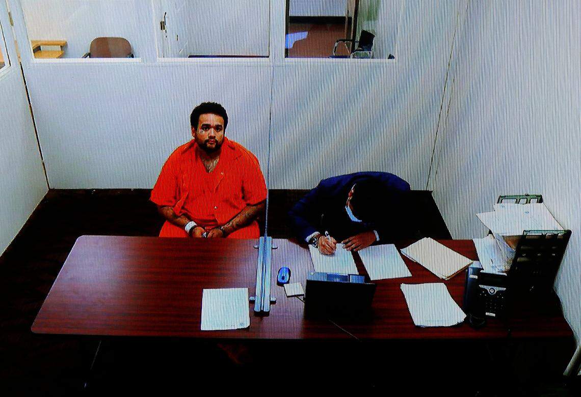 Suspect Julius Pulliam, 36, makes his preliminary appearance via video link in Franklin County Superior Court.