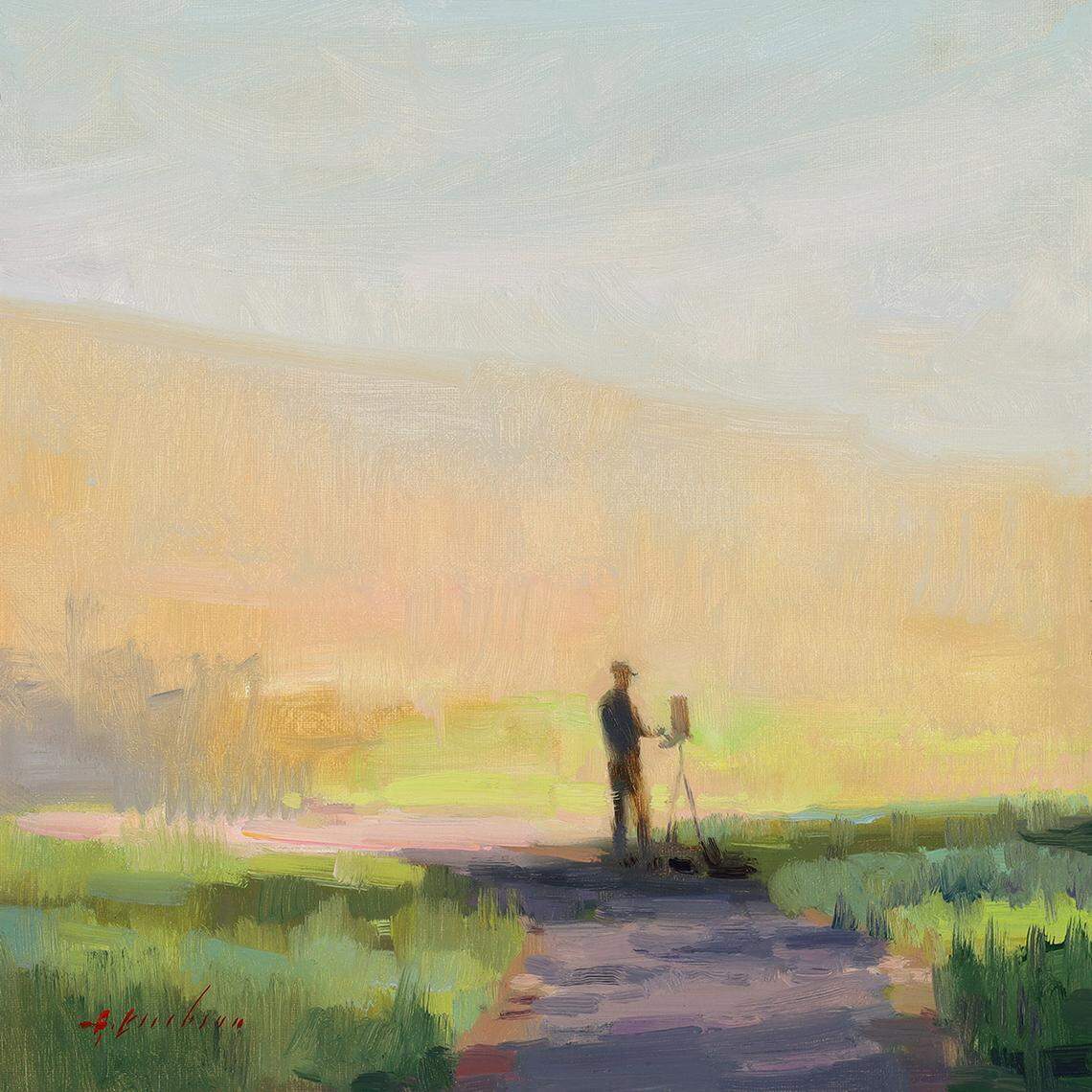 Aimee Erickson, The Lit World Beyond, 2024, oil on linen panel, 10’ x 10’; Courtesy of the artist