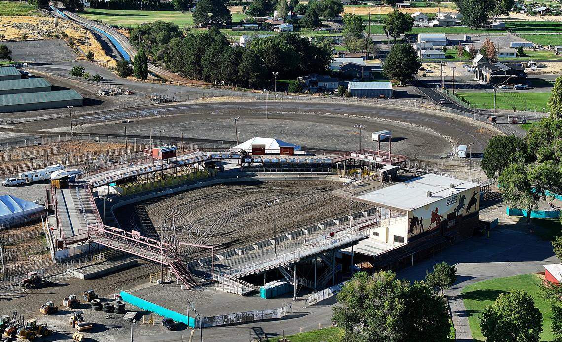 The grandstands in the Sun Downs arena are scheduled to be town down and rebuilt after the 2025 Horse Heaven Round Up Rodeo in Kennewick.