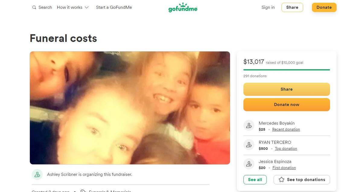 A fundraiser was created to help pay for funeral costs and medical expenses of three children caught in an Interstate 82 wreck near Sunnyside.