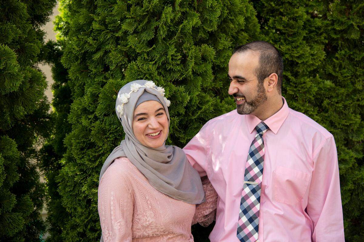 Dr. Salaam Sallaam, pictured here with his wife outside of their home in Richland in May, is a pediatric cardiologist at the Seattle Children’s Clinic Tri-Cities and the vice president of the Islamic Center of Tri-Cities. He and his wife, Somayyah Sous are raising three young kids.