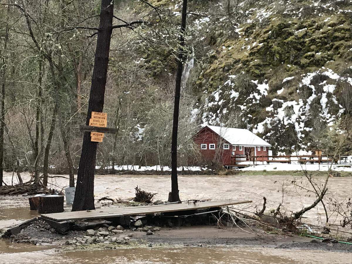The Umatilla River flooded the Bar M Ranch near Pendleton on Feb. 6. The historic ranch is owned by Calvery Chapel Tri-Cities and is a popular location for Tri-Cities church group retreats and other gatherings.