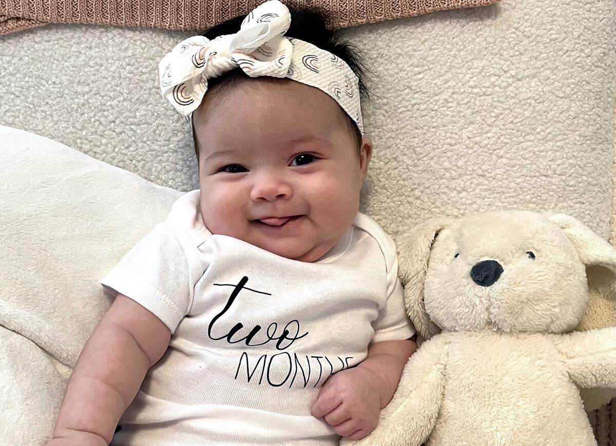 Lucia, the daughter of James and Florita Sanchez, at two months old. The baby, now four months old, has undergone three rounds of chemotherapy for a rare pediatric liver cancer.