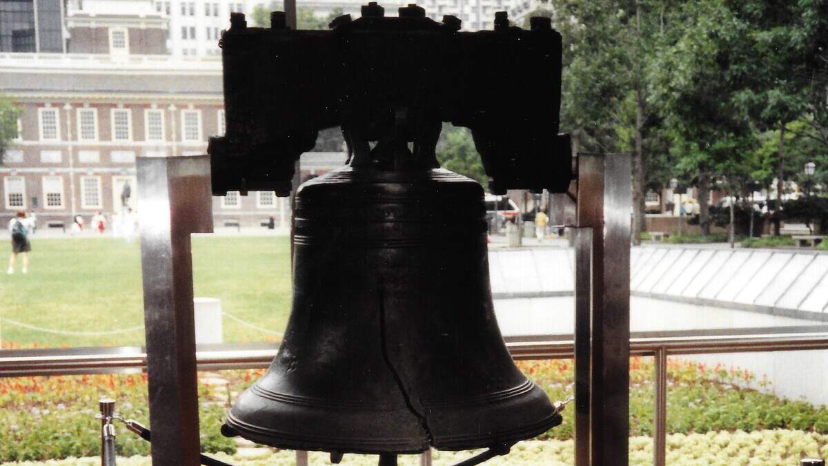 The Liberty Bell outside Independence Hall, Philadelphia, Pennsylvania. “Sue and I visited Independence Hall in the spring of 1989 when ... we traveled around the nation,” writes Lee Walter.