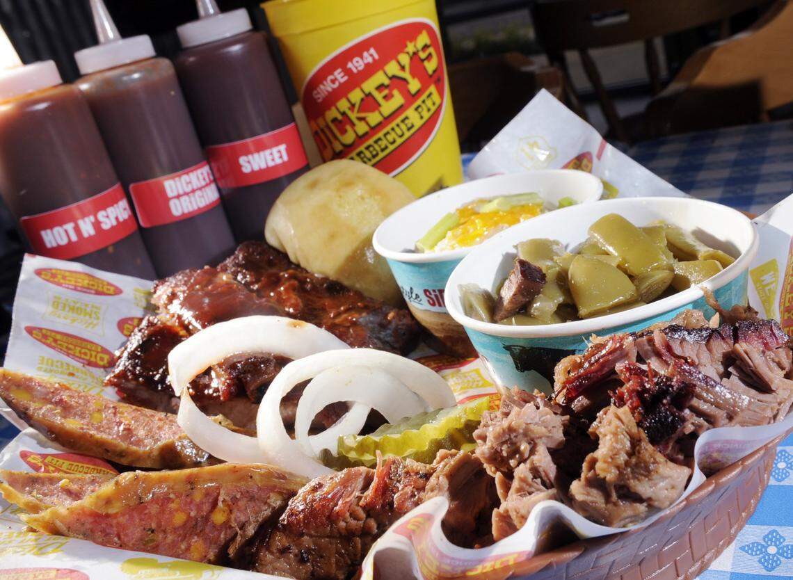 Dickey’s says it’s been serving “authentic, slow-smoked Texas barbecue” since 1941.