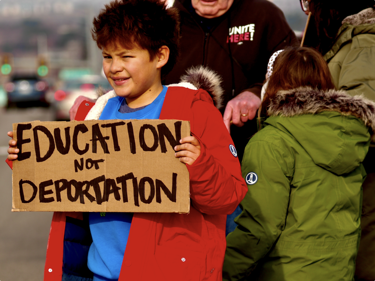 Jacob Ramos, 11, of Kennewick, joined protesters in Kennewick on Jan. 10.
