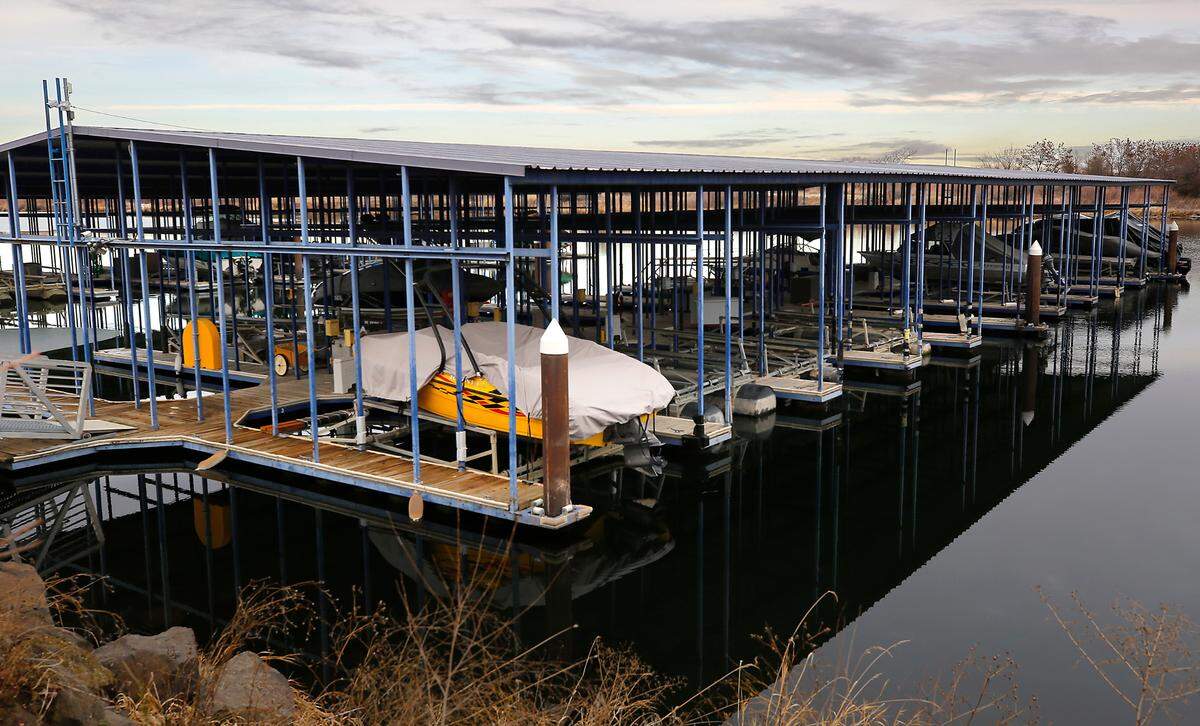 Covered docks at the Columbia Park Marina are at 1776 Columbia Park Trail near Bateman Island on the Columbia River.