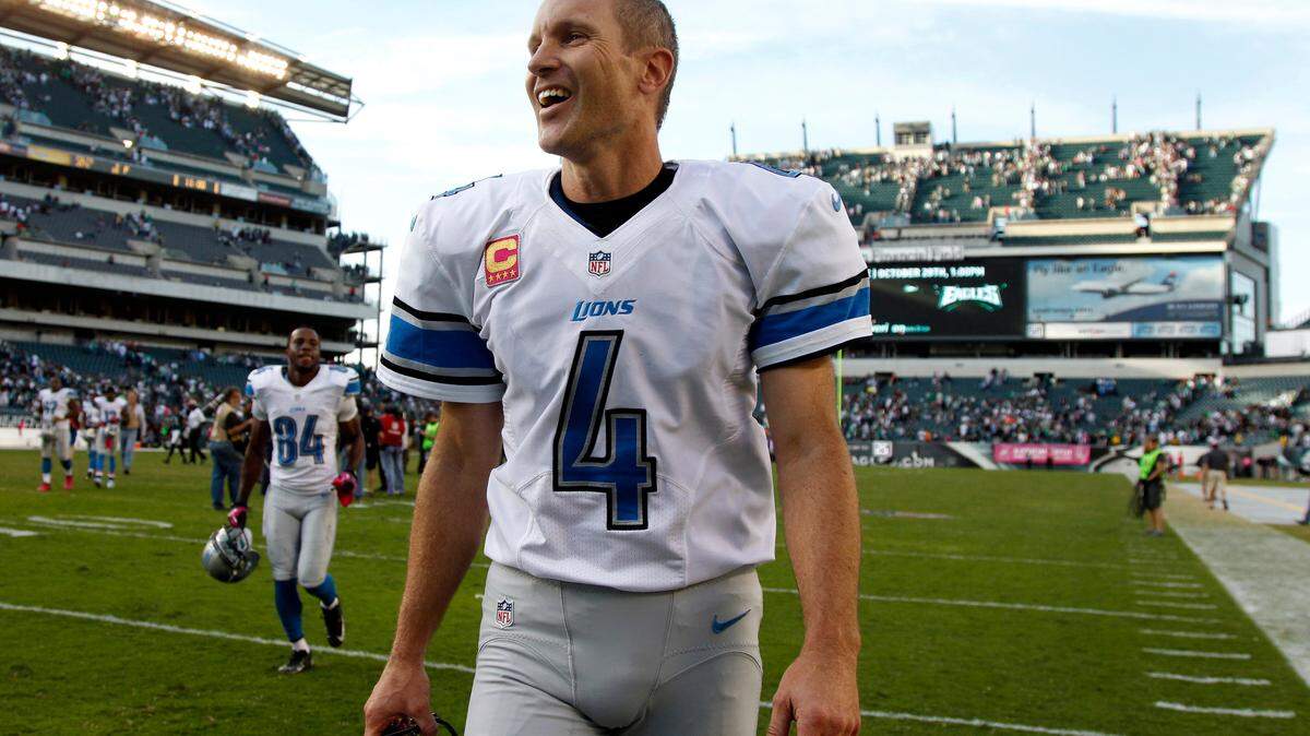 Former NFL kicker Jason Hanson, who went to Mead High School in Spokane and Washington State University, was chosen for the state Sports Hall of Fame. He's shown here in 2012 with the Detroit Lions.