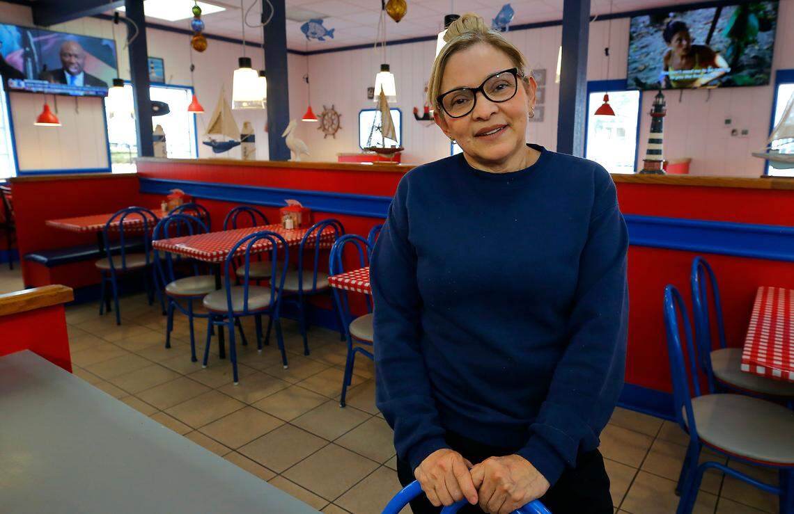 Manager Hilda Torres stands in the recently reopened Skippers Seafood & Chowder restaurant in Kennewick. The business at 3307 W. Kennewick Ave. was temporarily closed for eight months for repairs from kitchen fire last June.