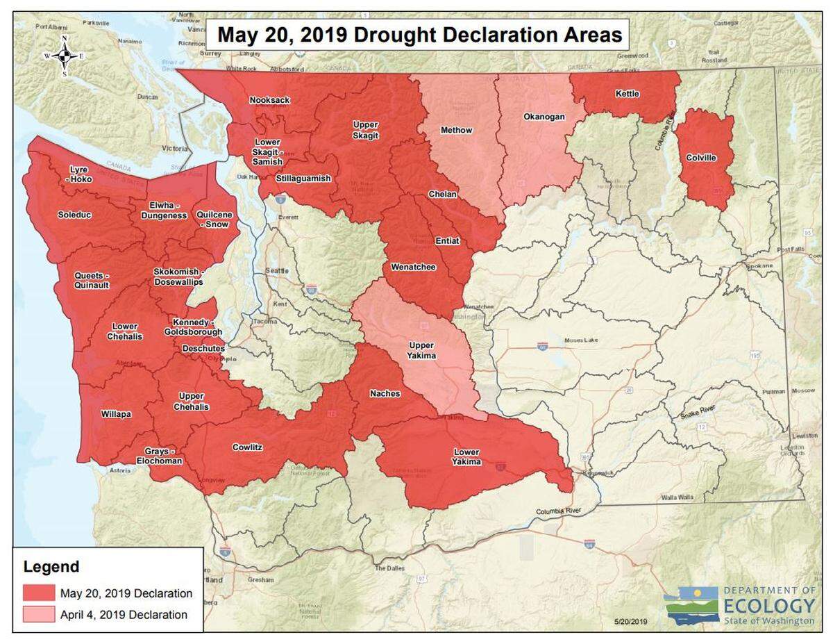 Droughts have been declared in the Upper and Lower Yakima Basins by Gov. Jay Inslee.