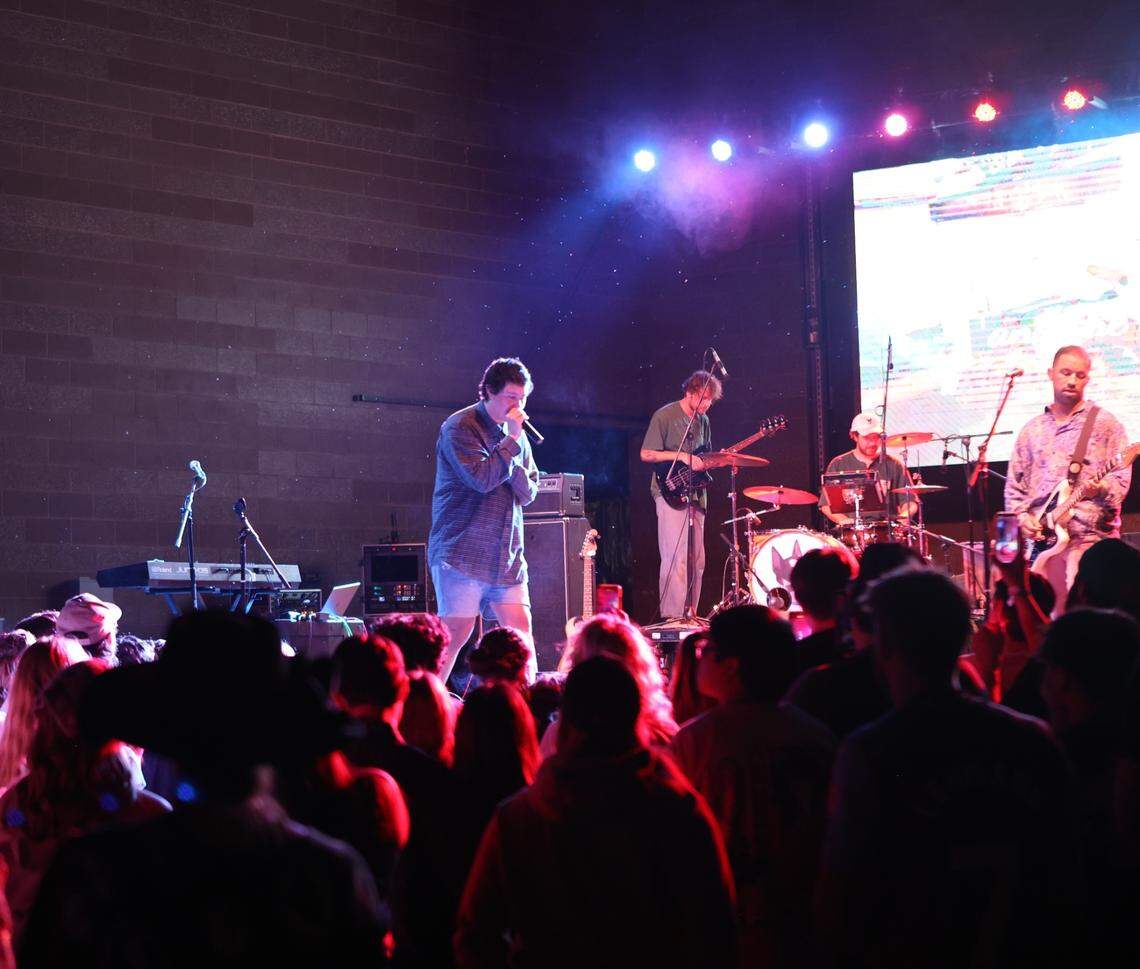 Hobo Johnson and his band, the LoveMakers drew a crowd of an estimated 250 people to the Tri Town Get Down main stage at John Dam Plaza on June 7, 2024.