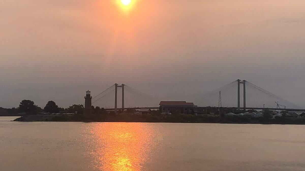 A smoky haze hung over the Tri-Cities Friday evening and Saturday due to a wildfire burning in Klickitat County.