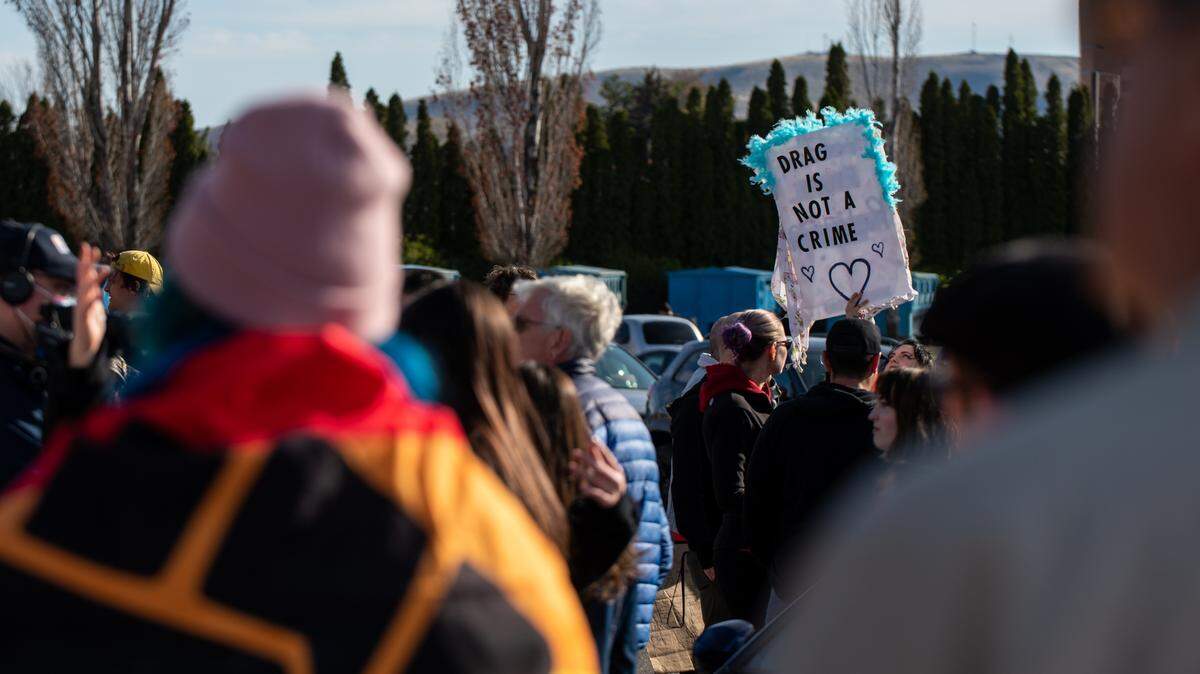 About 150 gathered in Richland to march to City Hall on April 18 to speak to the council about what appears to be a lack of support for a restaurant’s long-running all-ages drag shows.