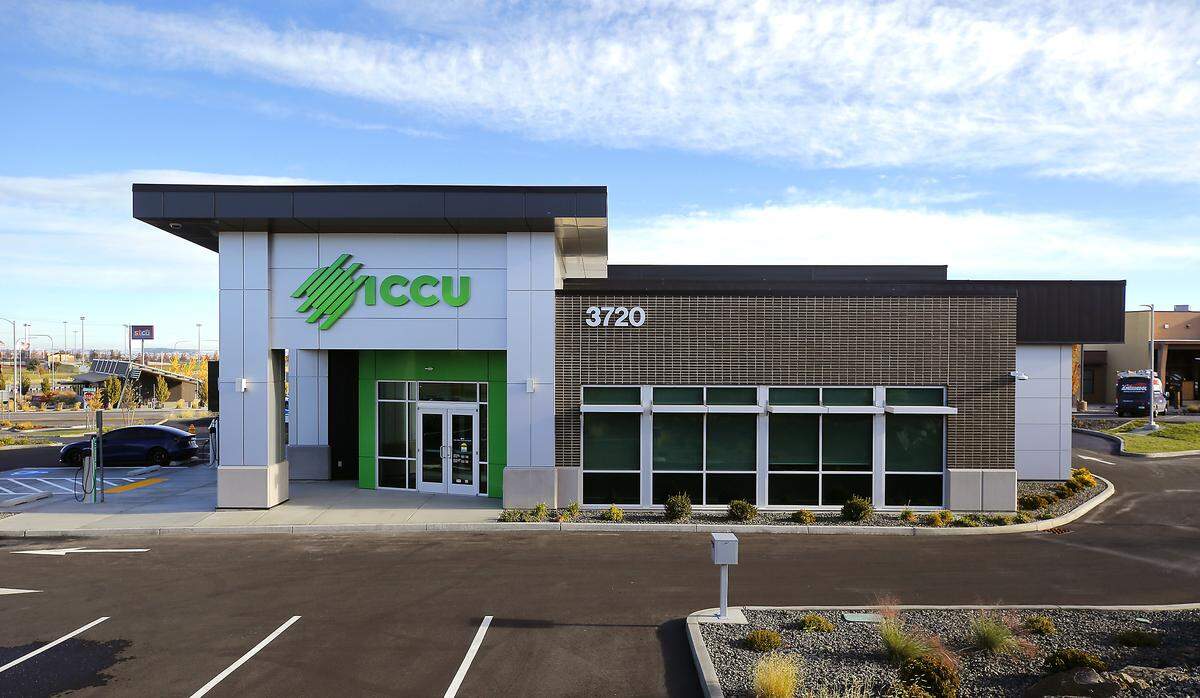 The signs read "Opening Soon" at the new Idaho Central Credit Union branch building at 3720 Zintel Way south Kennewick.