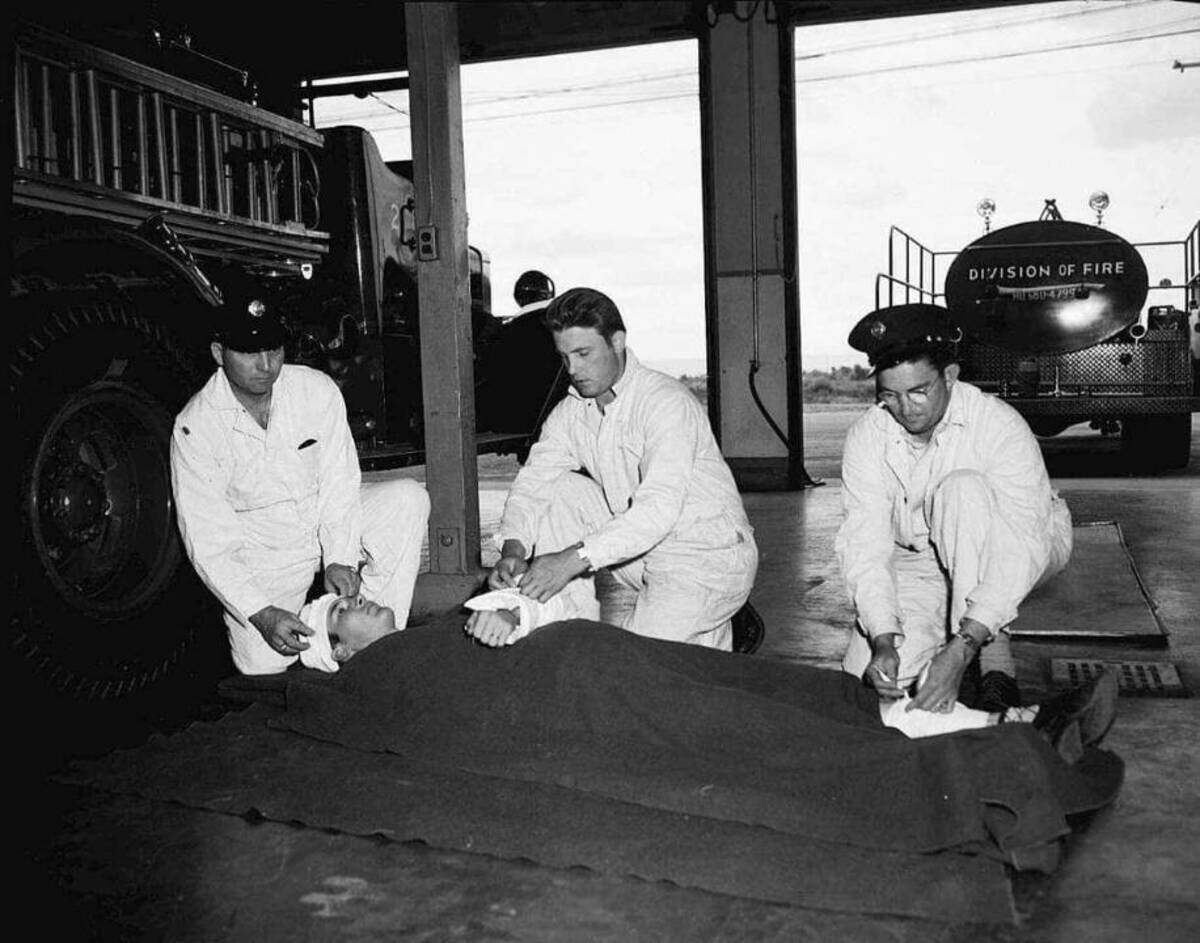 Jim Boak, center, worked as a Hanford firefighter for 15-years.