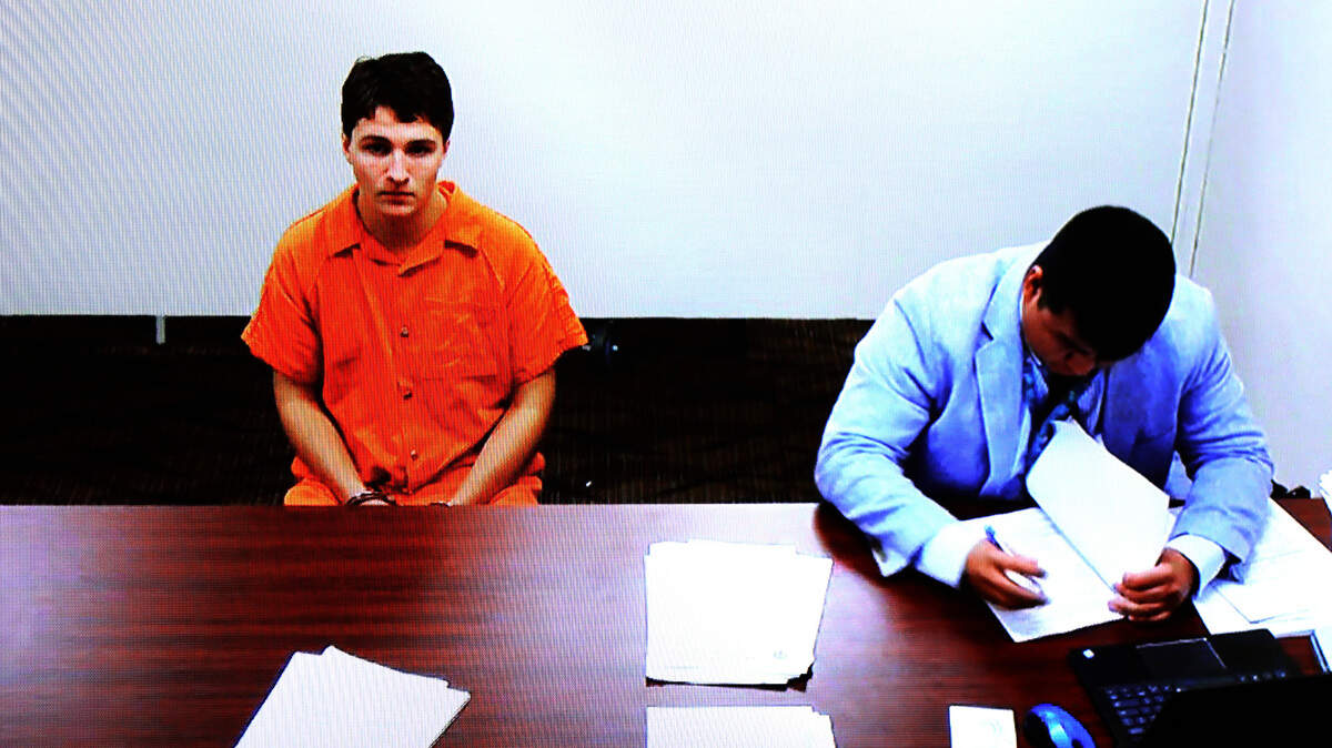 Suspect Landon T. Keene, 18, appears Wednesday in Franklin County Superior Court via a video link in connection with a predawn house fire at an elderly couple’s home in Pasco.