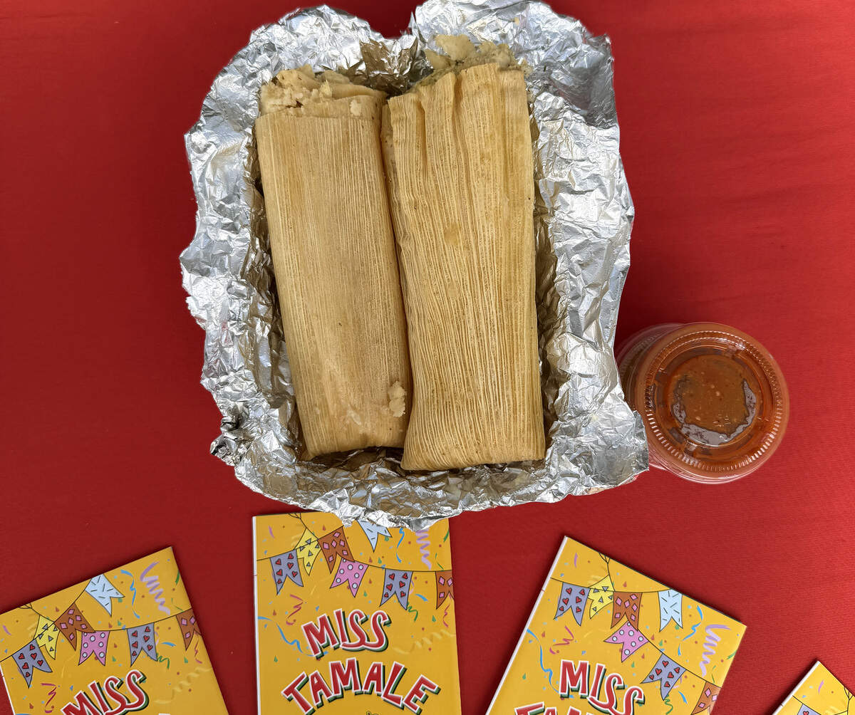 At their market booth, Miss Tamale was selling pairs of tamales.