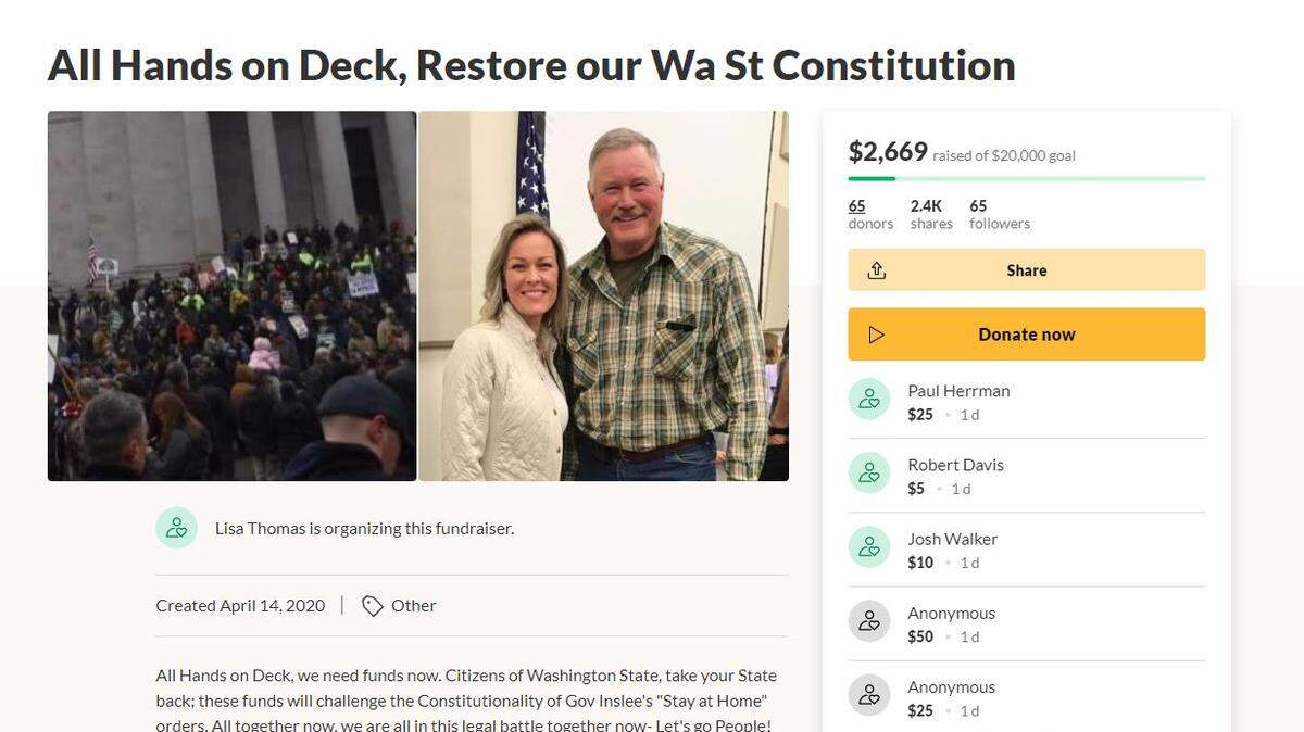Clint Didier is preparing to sue Gov. Jay Inslee over the stay-at-home order. He is working with Lisa Thomas.