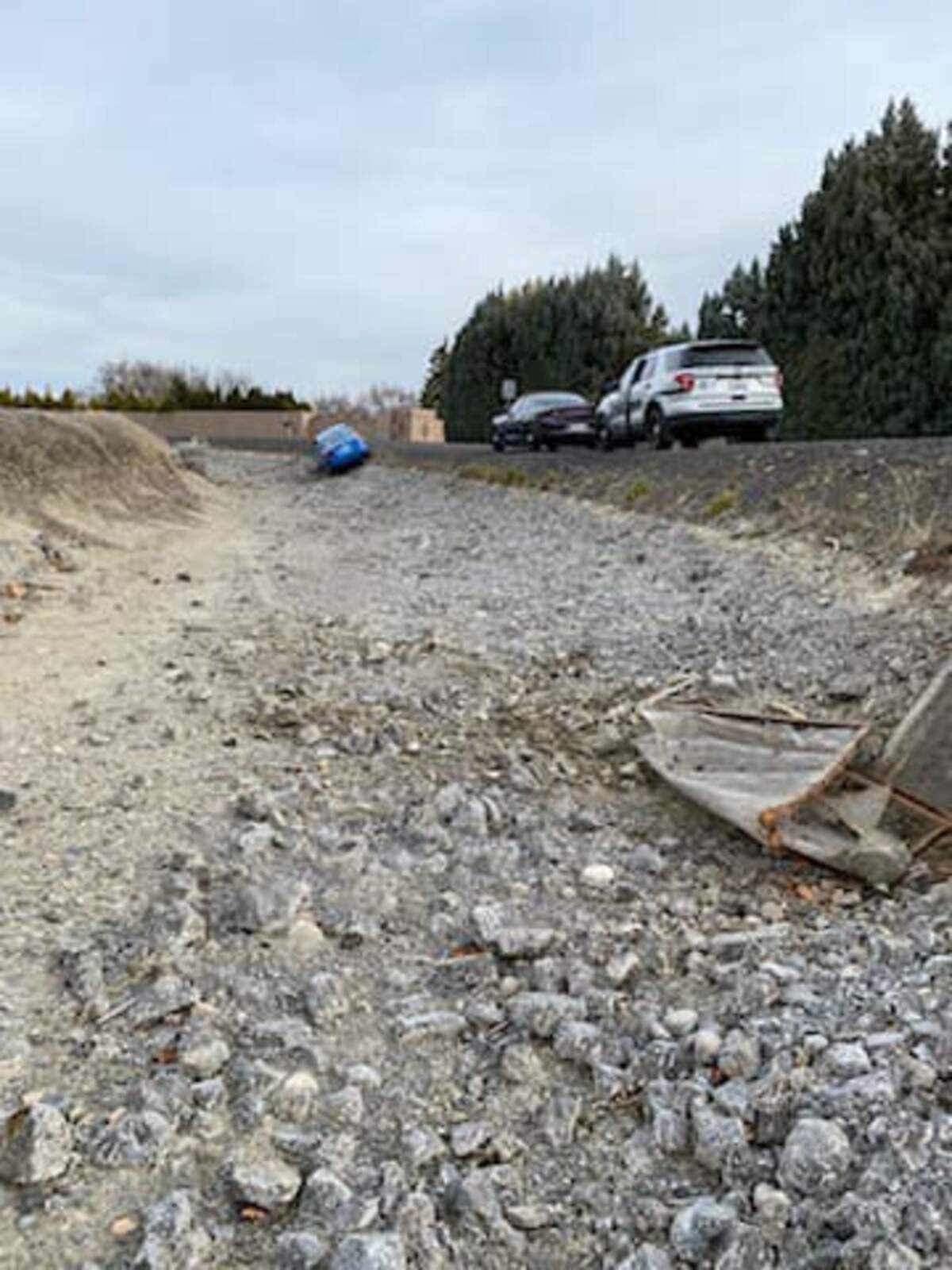 Benton County Sheriff’s Office said that a canal was damaged when a car drove into it Friday night.