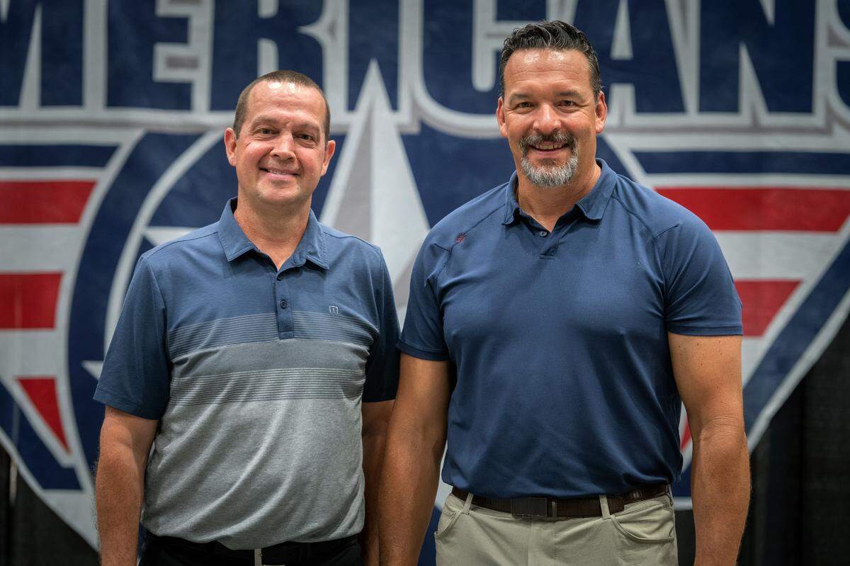 Former Tri-City Americans hockey players Stu Barnes, left, and Olaf Kolzig had long careers in the National Hockey League.