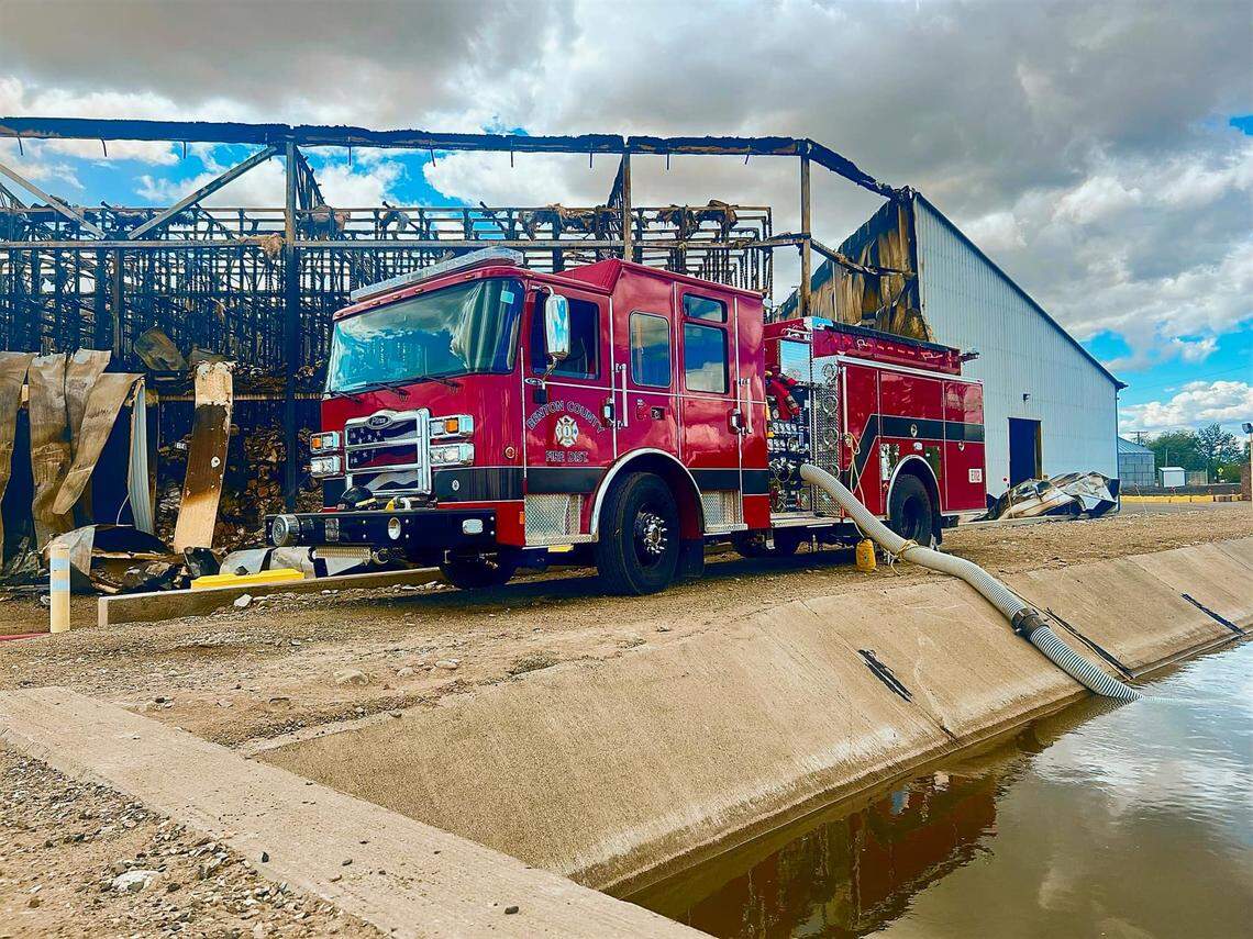 Water was being collected from a Columbia Irrigation Canal to spray on the Lineage Logistics fire in Finley until the canal was emptied for repair work. Water should be back in the canal Wednesday.