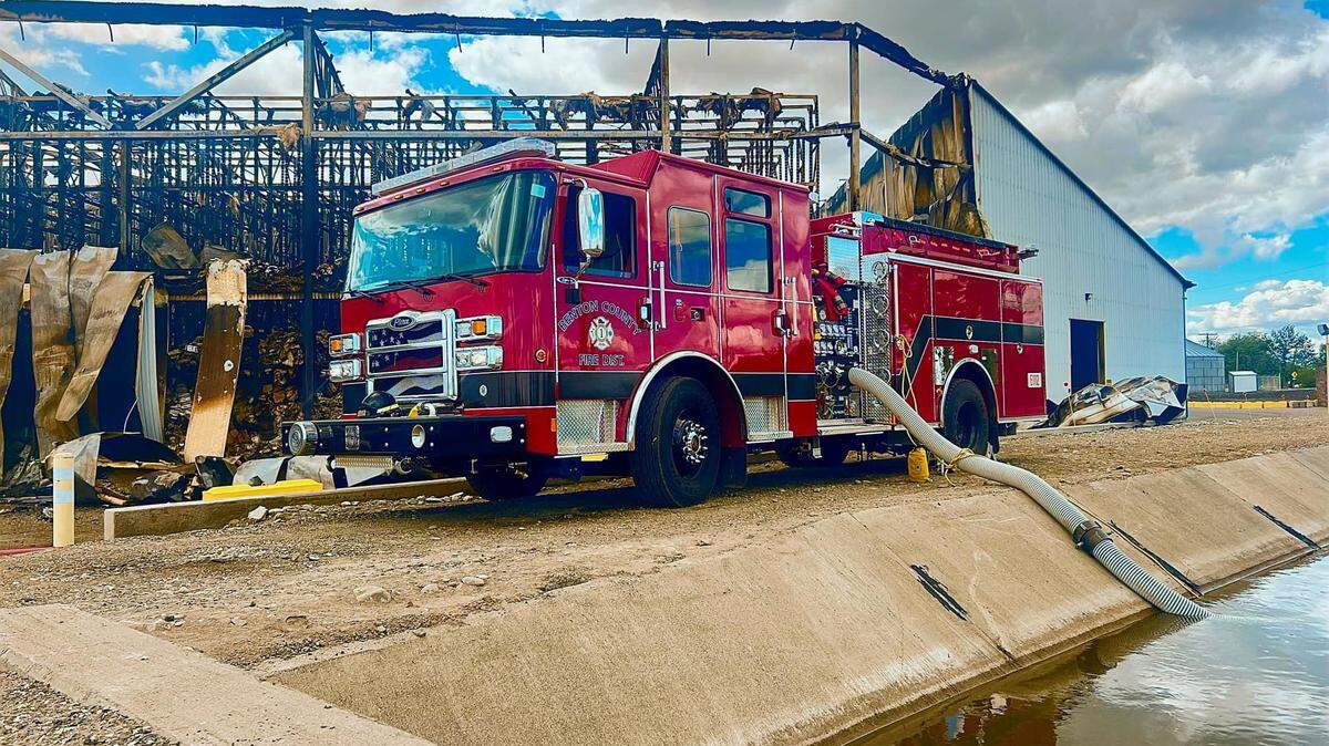 Benton County Fire District 1 used water collected from a Columbia Irrigation Canal to spray on the Lineage Logistics fire in Finley until the canal was emptied for repair work.
