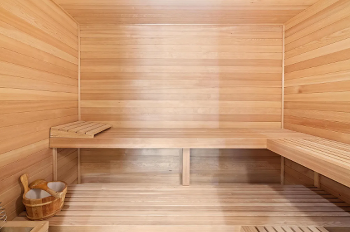 The Pasco waterfront home features a sauna.