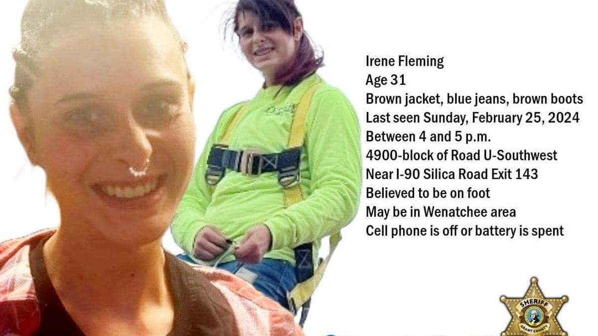 Irene Fleming walked away from a rural Grant County home and police continue to look for her.