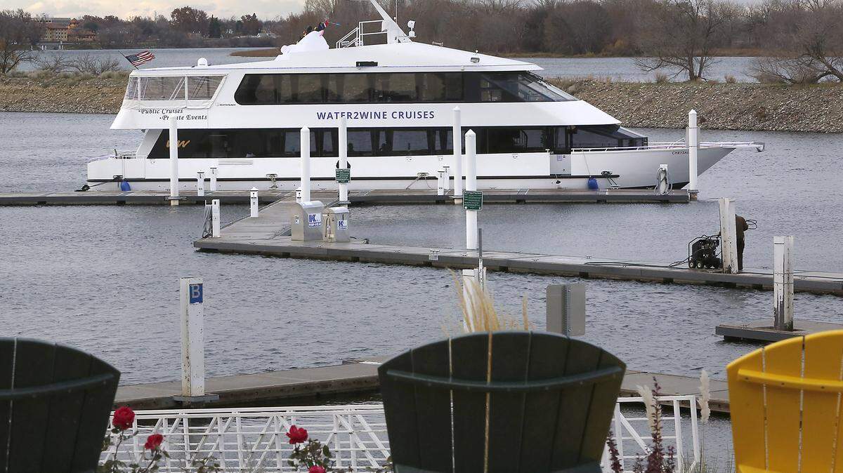 The Water2Wine Cruises yacht is recently moored at the Columbia Point Marina in Richland. The business, launched by Jay Denney and David Landis in late October, features dinner cruises and charters on the Columbia River aboard the 96-foot Chrysalis.